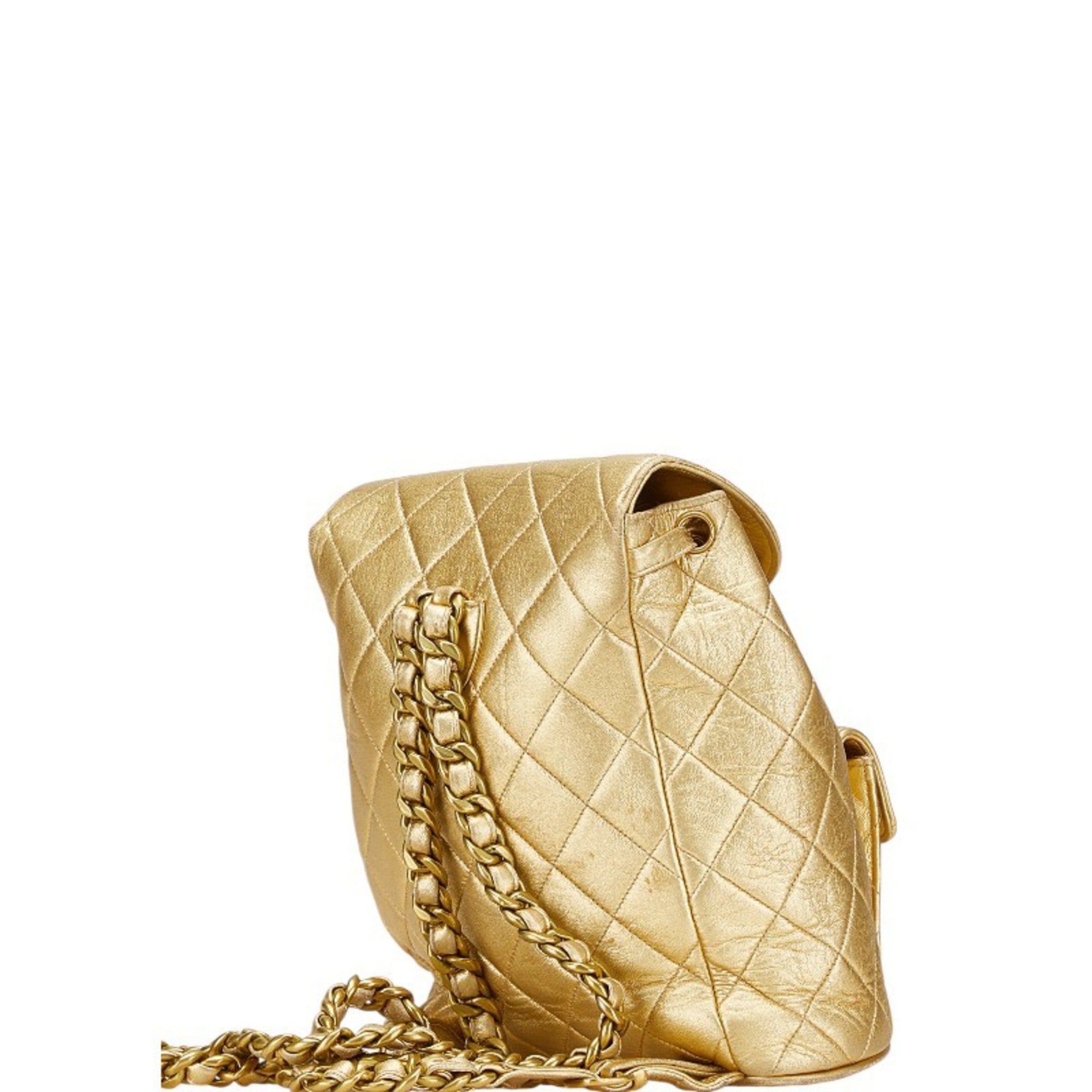 Chanel Gold Leather Backpack (Pre-Owned)