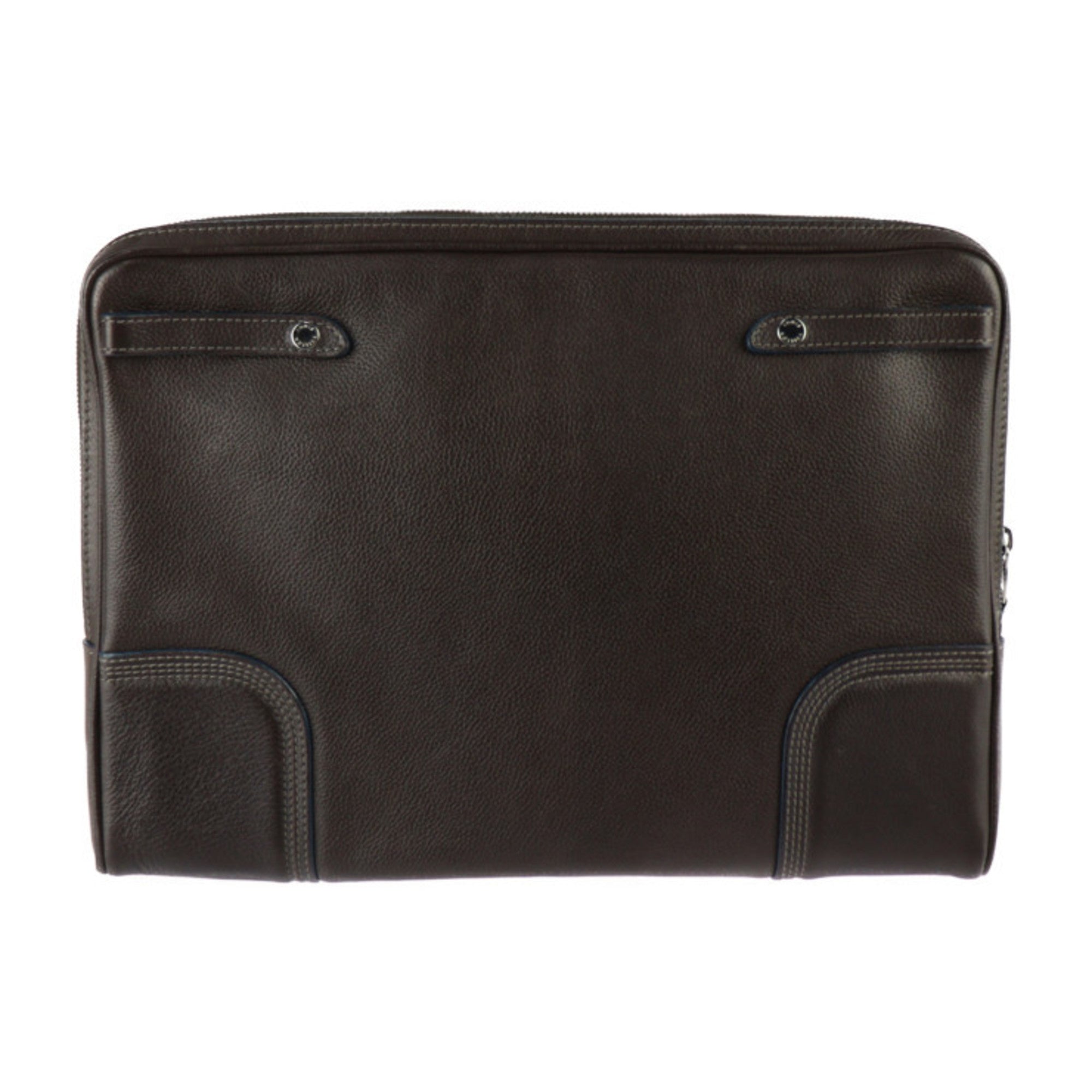Louis Vuitton Brown Leather Clutch Bag Handbag (Pre-Owned)