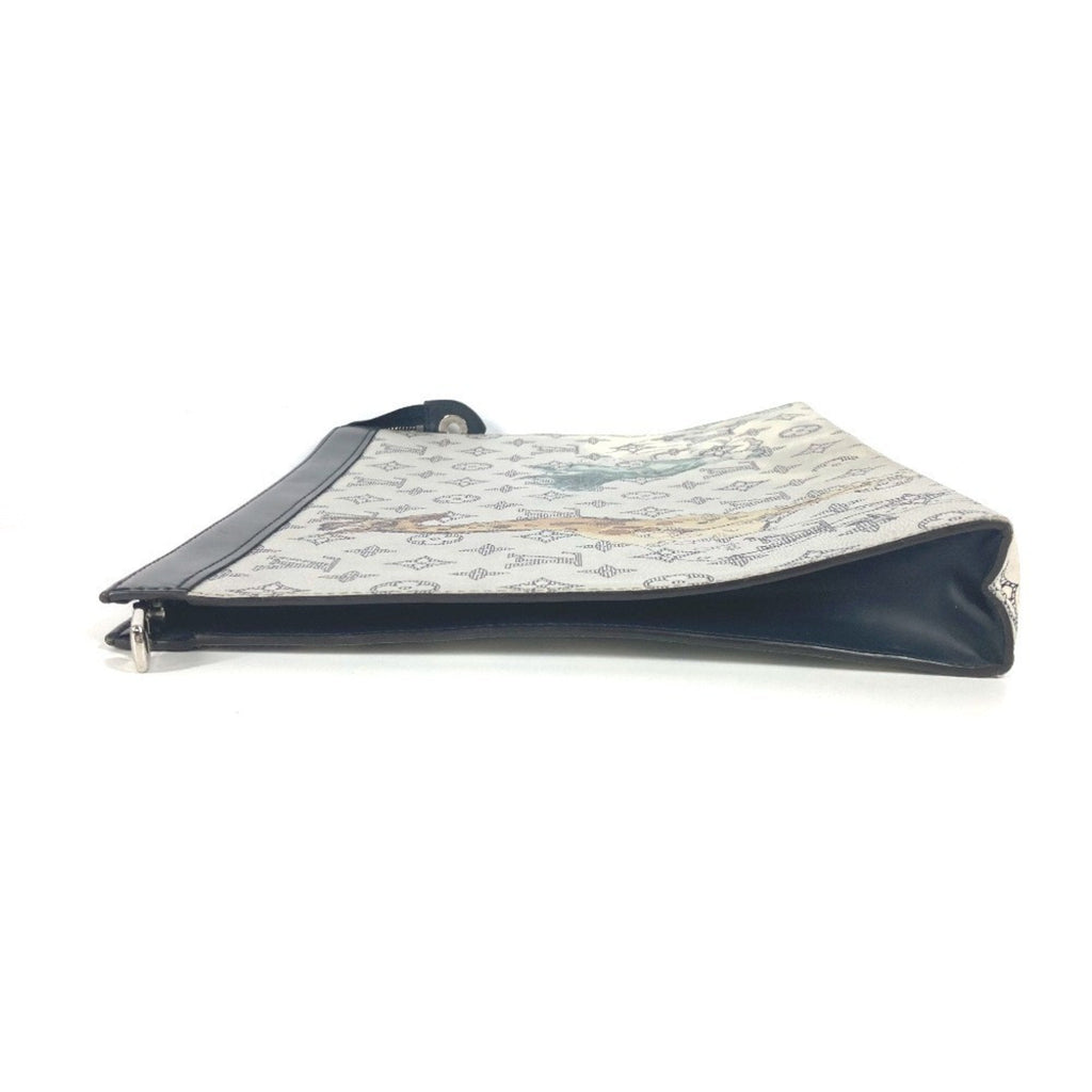 Louis Vuitton Navy White Leather Clutch Bag Pochette Pouch (Pre-Owned)