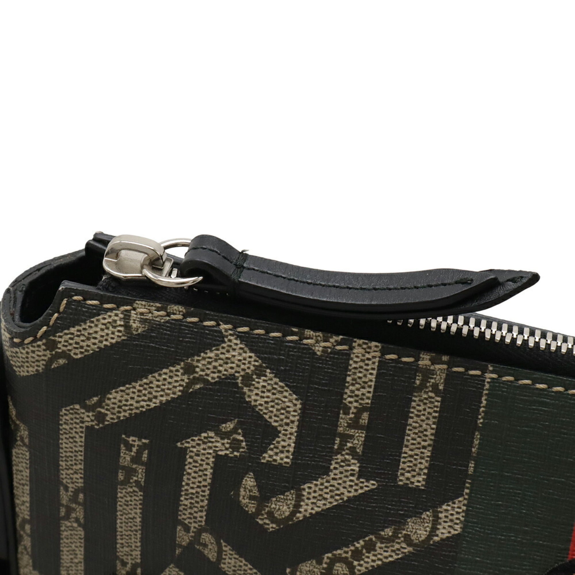 Gucci Beige Black Green Red Color Gg Supreme Leather Shoulder Bag (Pre-Owned)