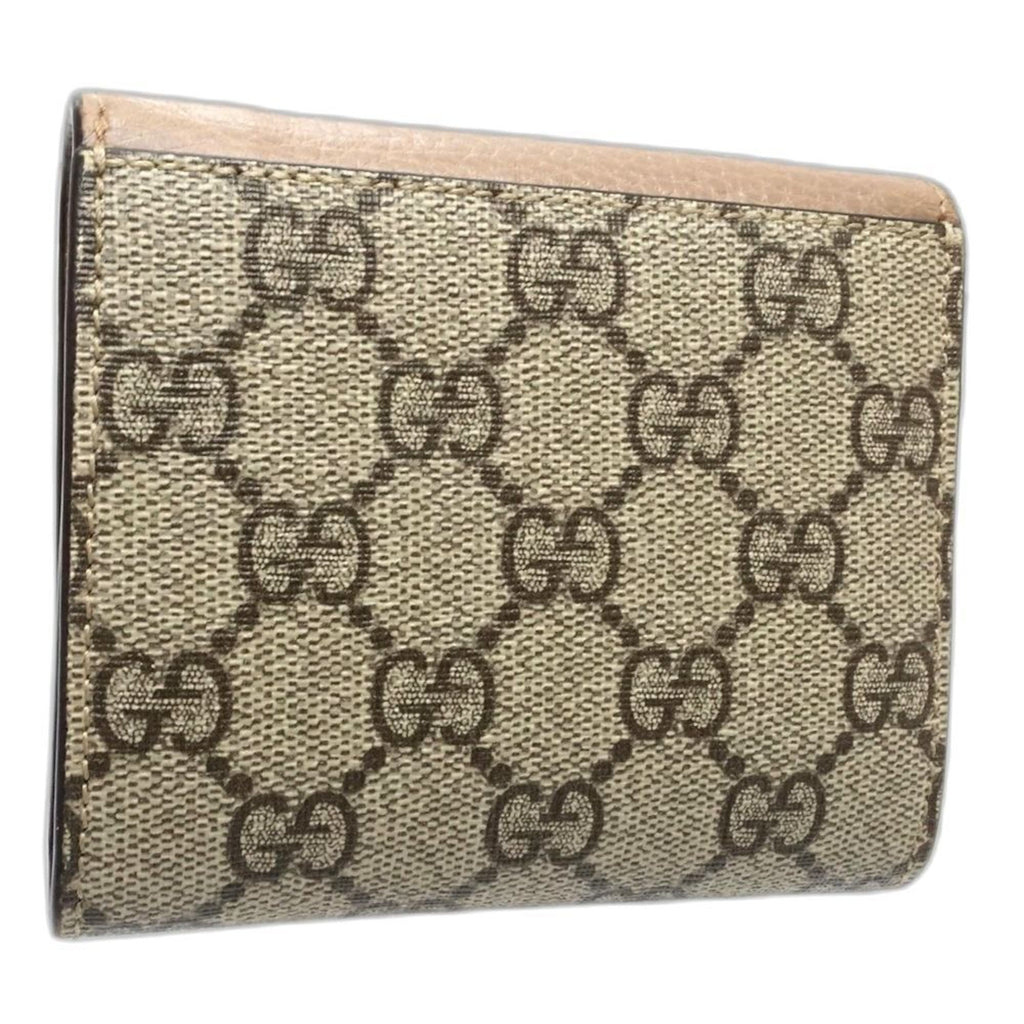 Gucci Beige Pink Beige Canvas Leather Wallet (Bi-Fold) (Pre-Owned)