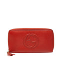 Gucci Red Color Leather Long Wallet (Bi-Fold) (Pre-Owned)