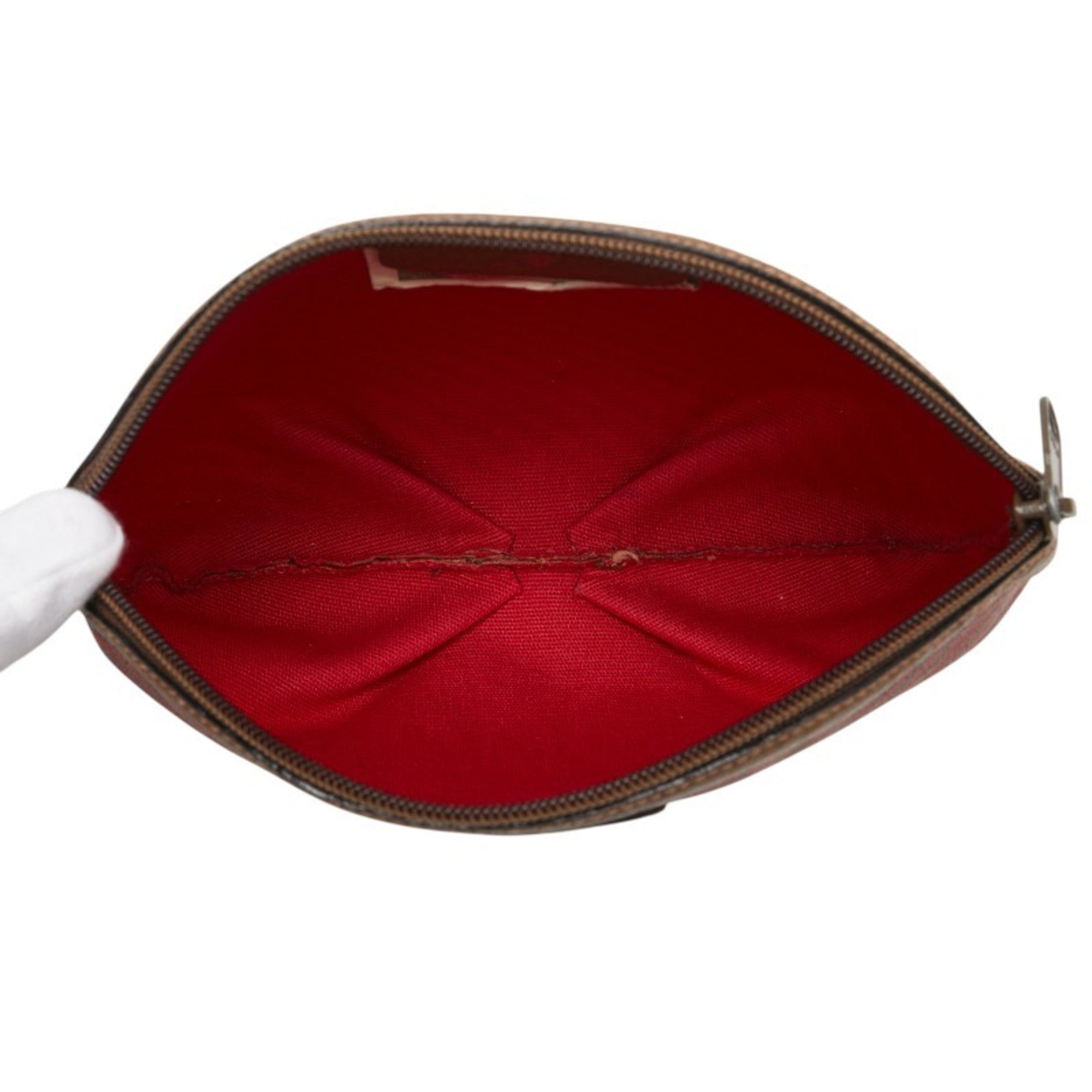 Gucci Brown Red Color Pvc Leather Pouch (Pre-Owned)