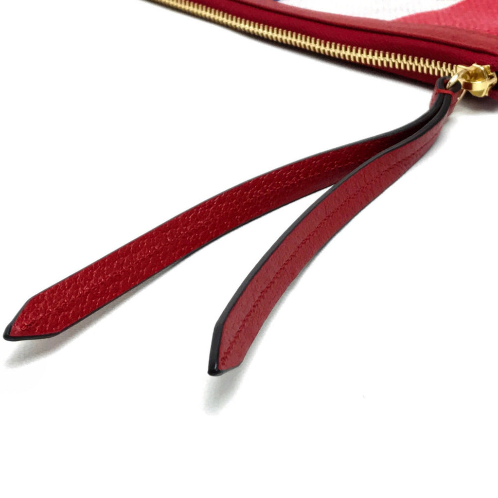Gucci Red Color Canvas Leather Clutch Bag (Pre-Owned)