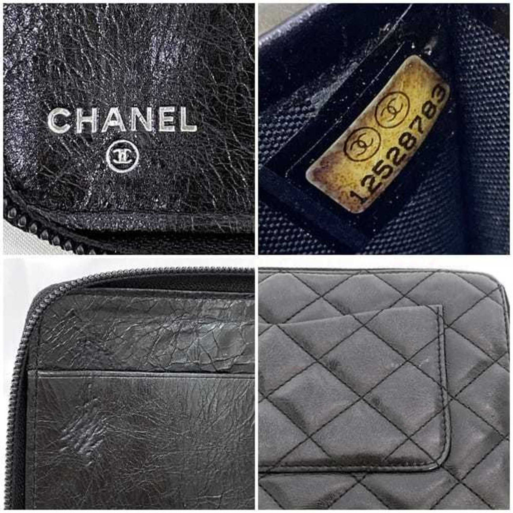 Chanel Black Leather Long Wallet (Bi-Fold) (Pre-Owned)
