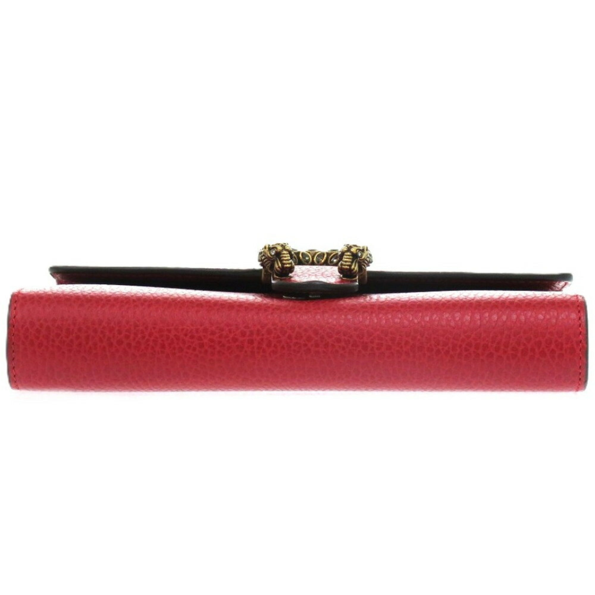 Gucci Red Color Leather Chain/Shoulder Wallet (Pre-Owned)