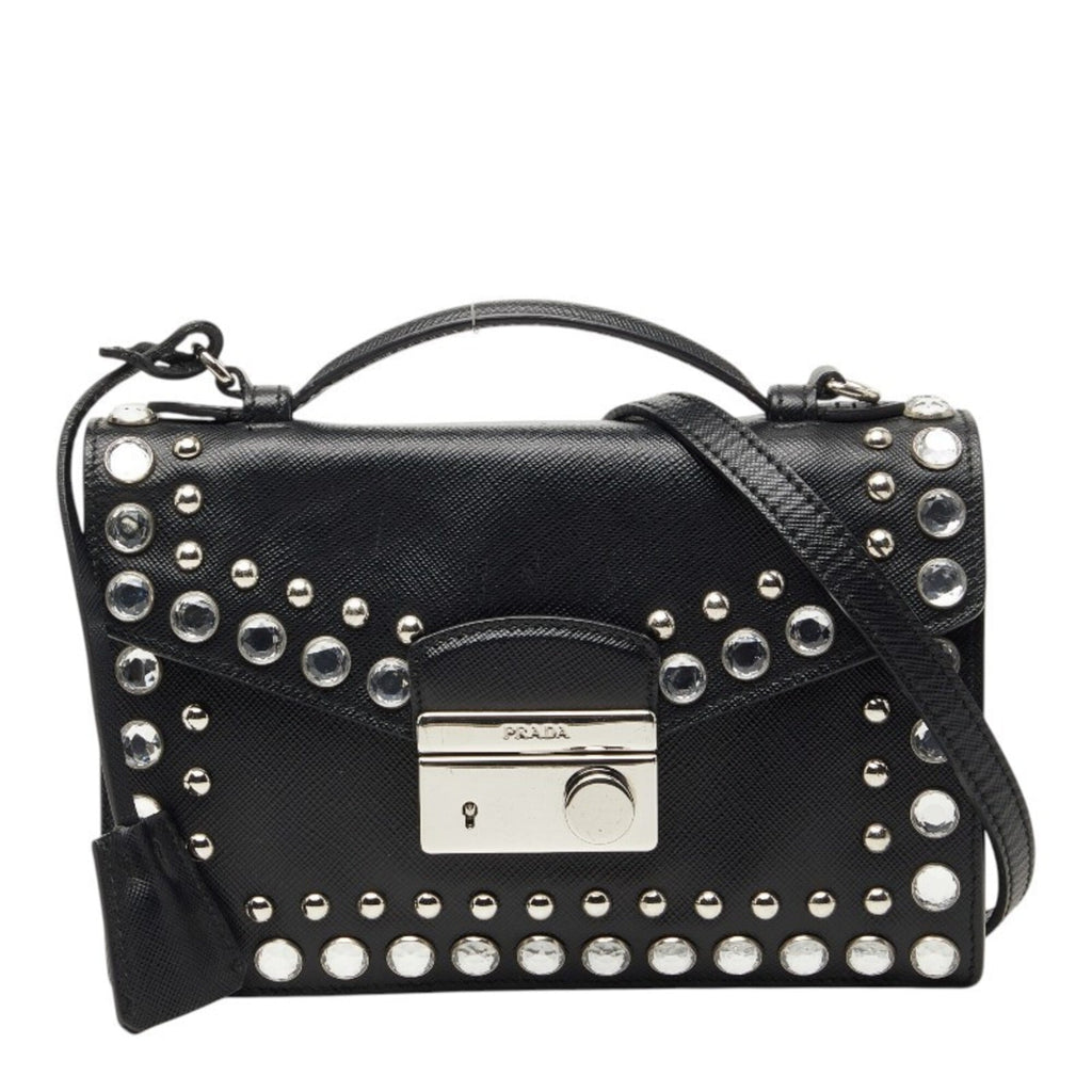 Prada Black Leather Handbag Shoulder Bag (Pre-Owned)
