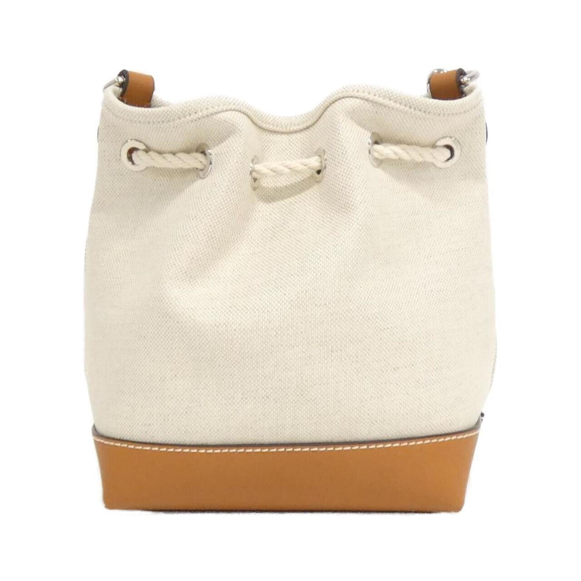 Gucci Beige Brown Cotton Linen Canvas Leather Shoulder Bag (Pre-Owned)