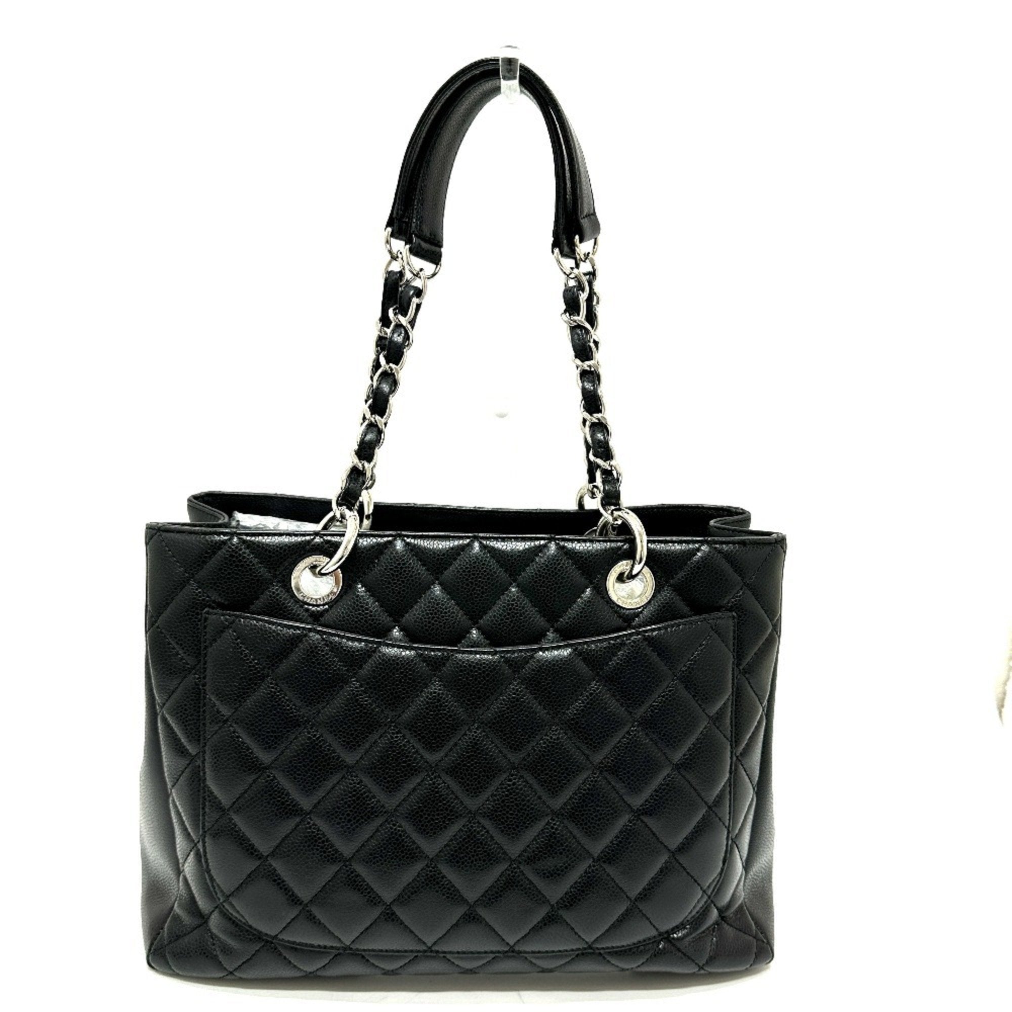 Chanel Black Grained Calfskin Handbag Tote Bag (Pre-Owned)