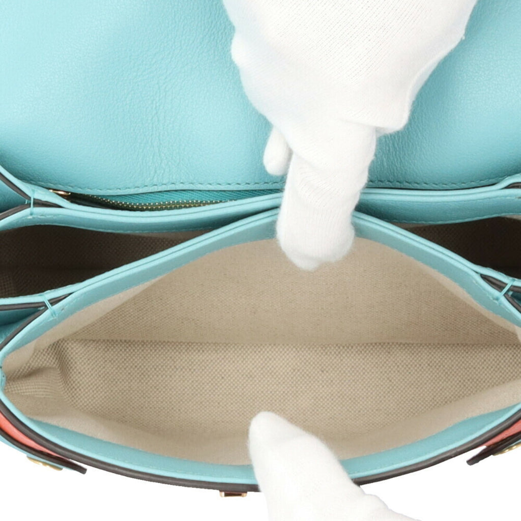 Gucci Light Blue Orange Leather Shoulder Bag (Pre-Owned)