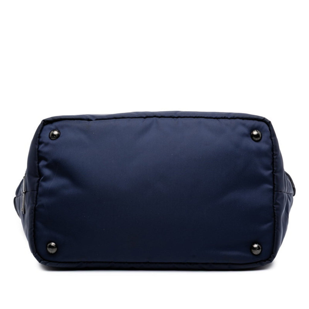 Prada Black Navy Nylon Leather Handbag Shoulder Bag (Pre-Owned)