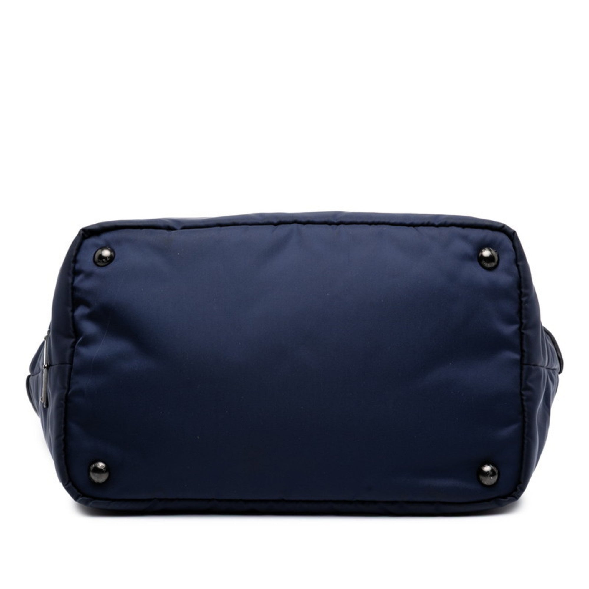 Prada Black Navy Nylon Leather Handbag Shoulder Bag (Pre-Owned)