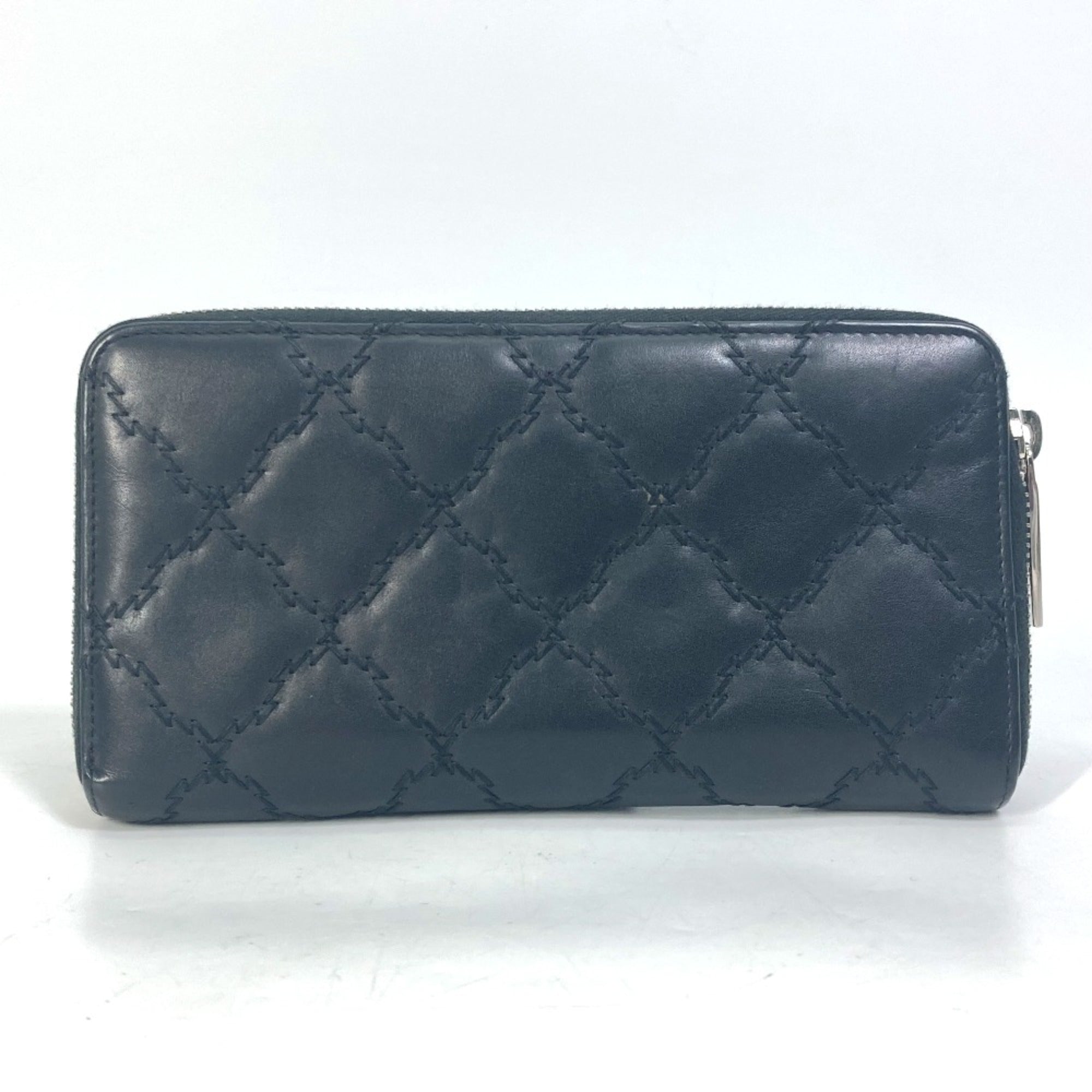 Chanel Black Leather Long Wallet (Bi-Fold) (Pre-Owned)