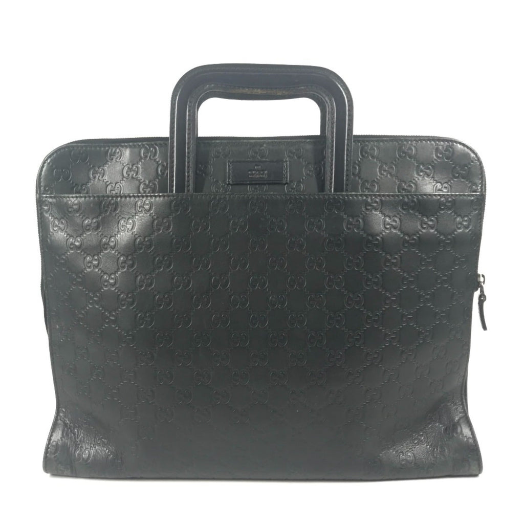 Gucci Black Gg Leather Briefcase Handbag Tote Bag (Pre-Owned)