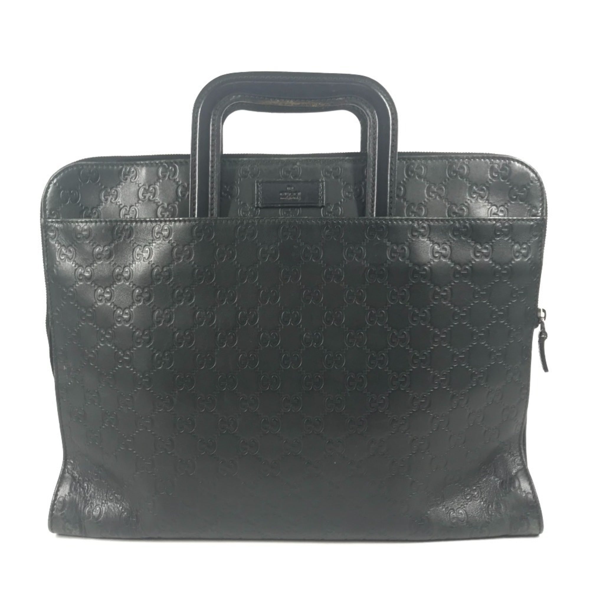 Gucci Black Gg Leather Briefcase Handbag Tote Bag (Pre-Owned)