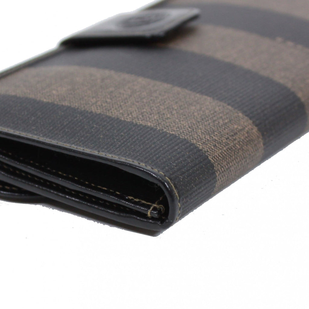 Fendi Black Khaki Pvc Leather Long Wallet (Bi-Fold) (Pre-Owned)