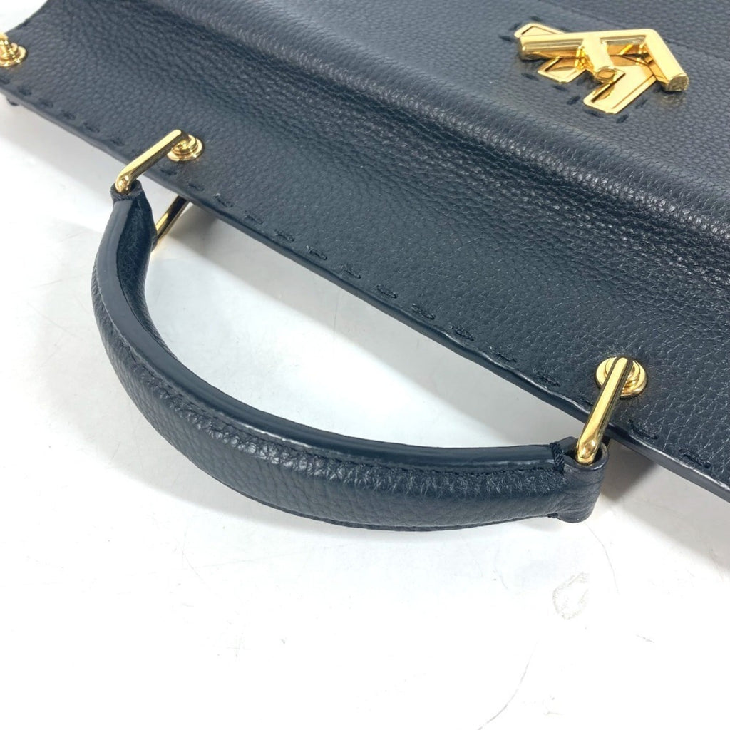 Fendi Black Leather Briefcase Handbag (Pre-Owned)
