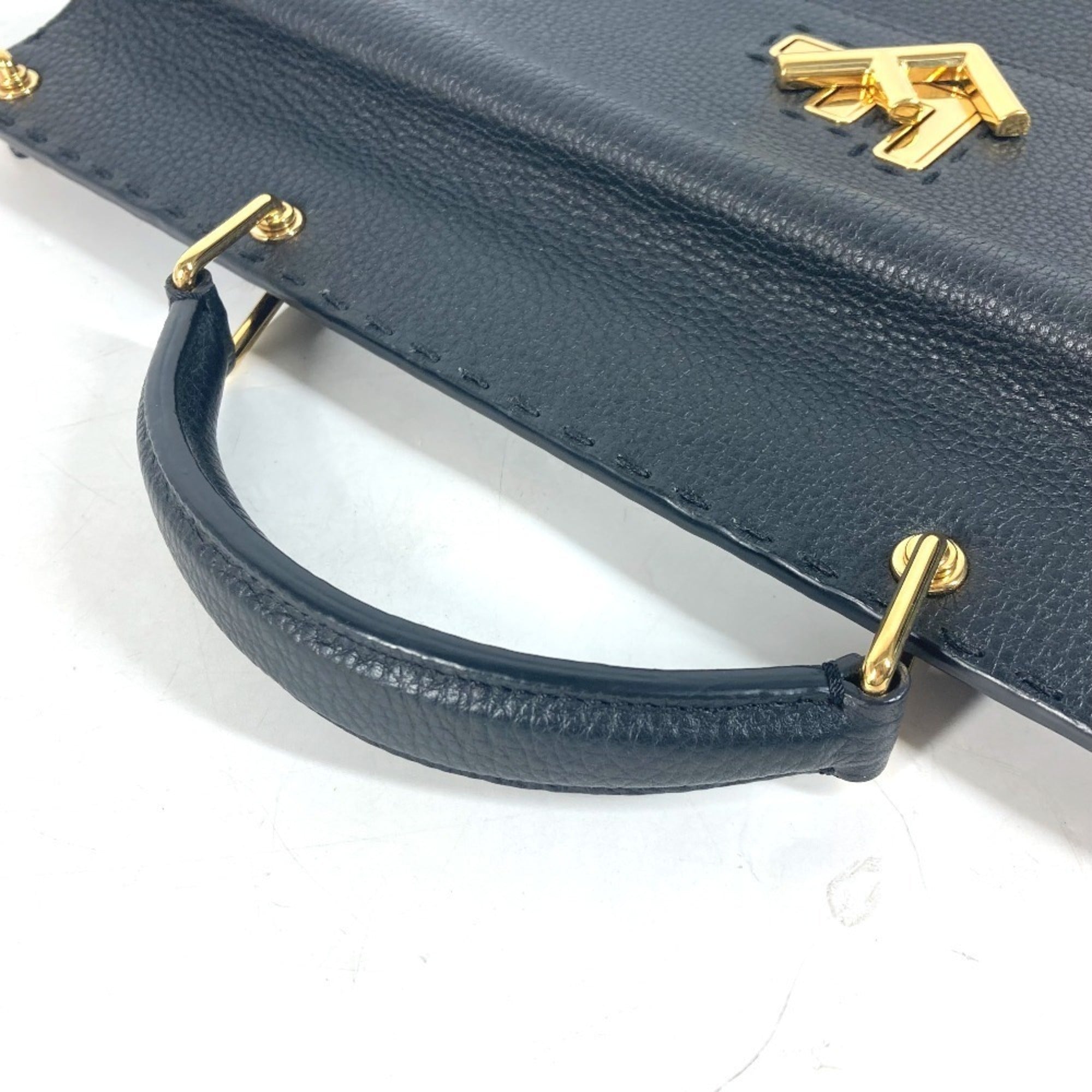Fendi Black Leather Briefcase Handbag (Pre-Owned)