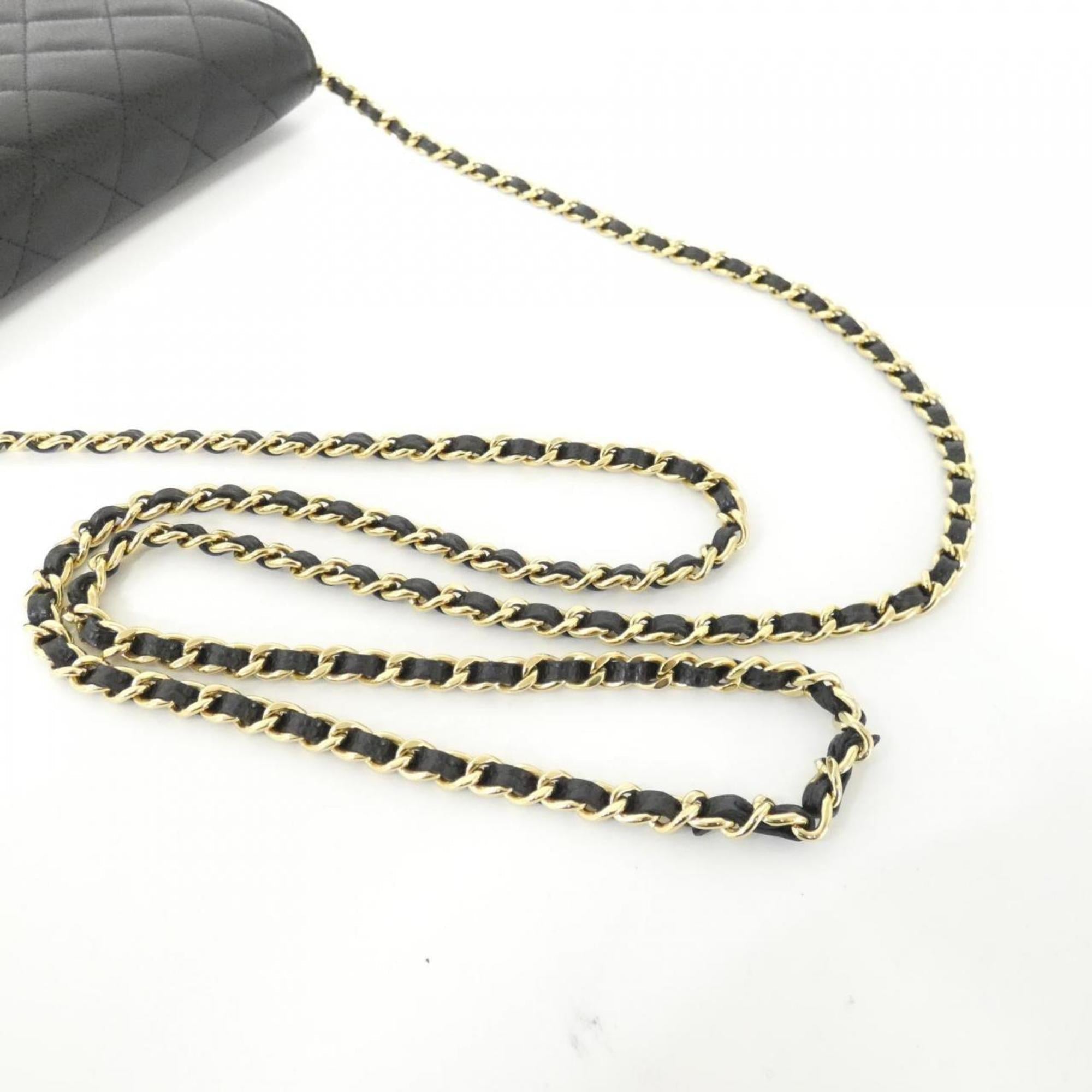 Chanel Black Bordeaux Grained Calfskin Chain/Shoulder Wallet (Pre-Owned)