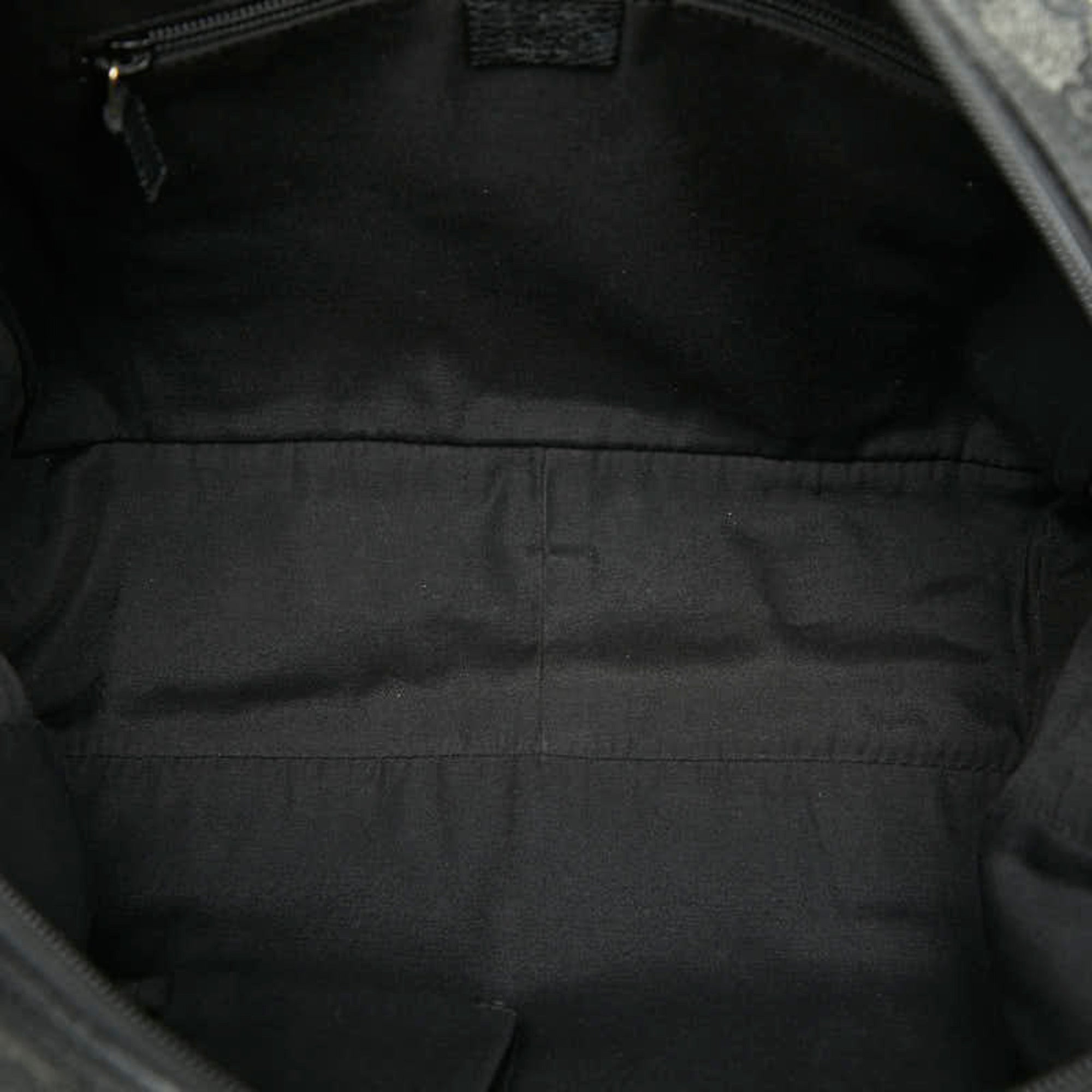 Gucci Black Gray Canvas Leather Handbag (Pre-Owned)