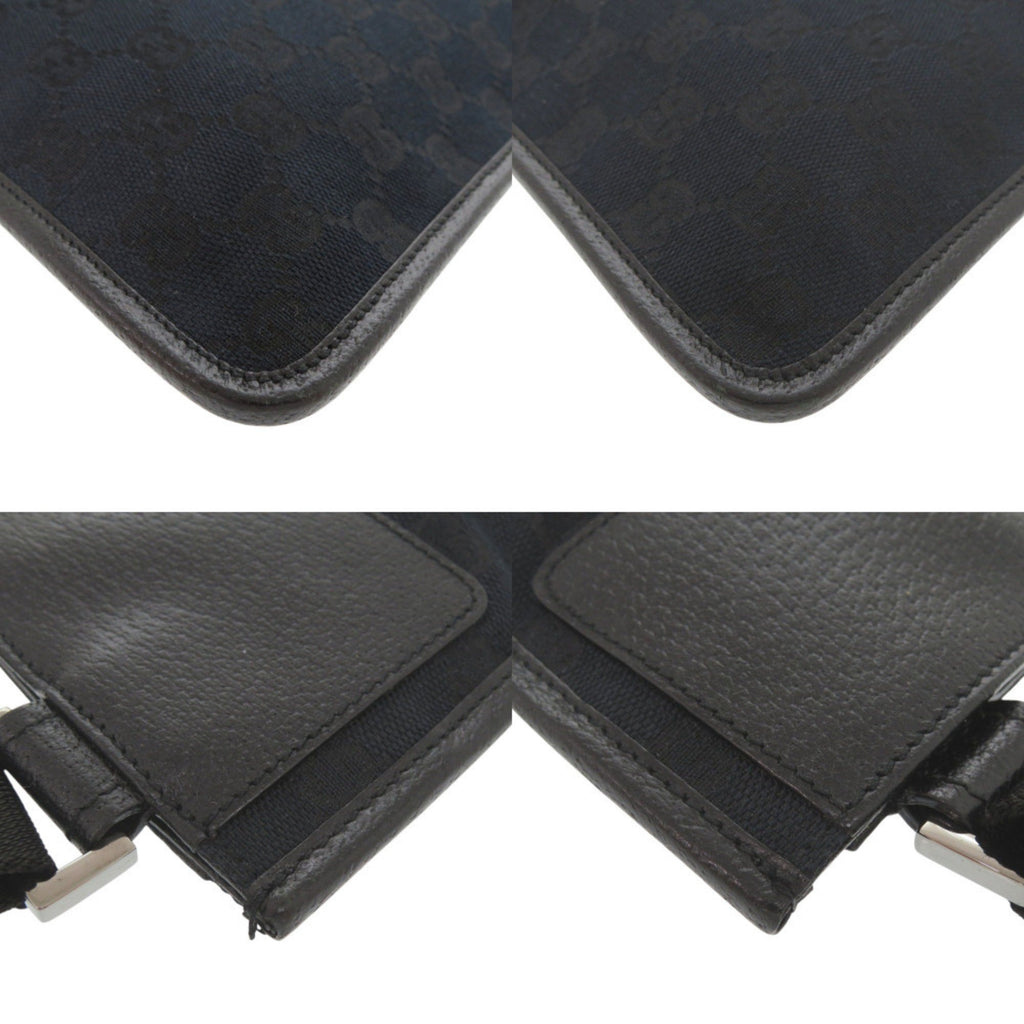 Gucci Black Gg Canvas Leather Shoulder Bag (Pre-Owned)