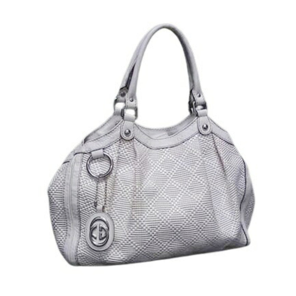 Gucci Ivory Straw Leather Handbag Shoulder Bag Tote Bag (Pre-Owned)
