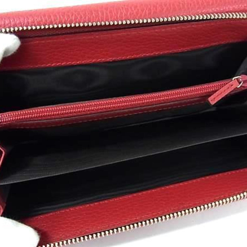 Gucci Red Color Leather Long Wallet (Tri-Fold) (Pre-Owned)
