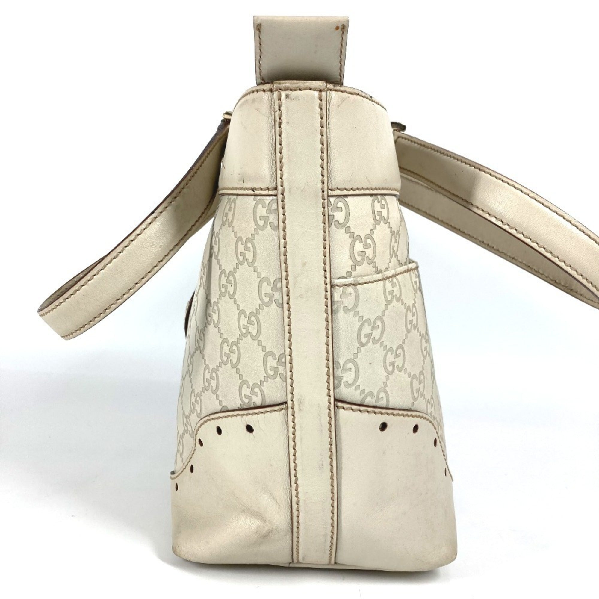 Gucci Off-White Leather Shoulder Bag Tote Bag (Pre-Owned)