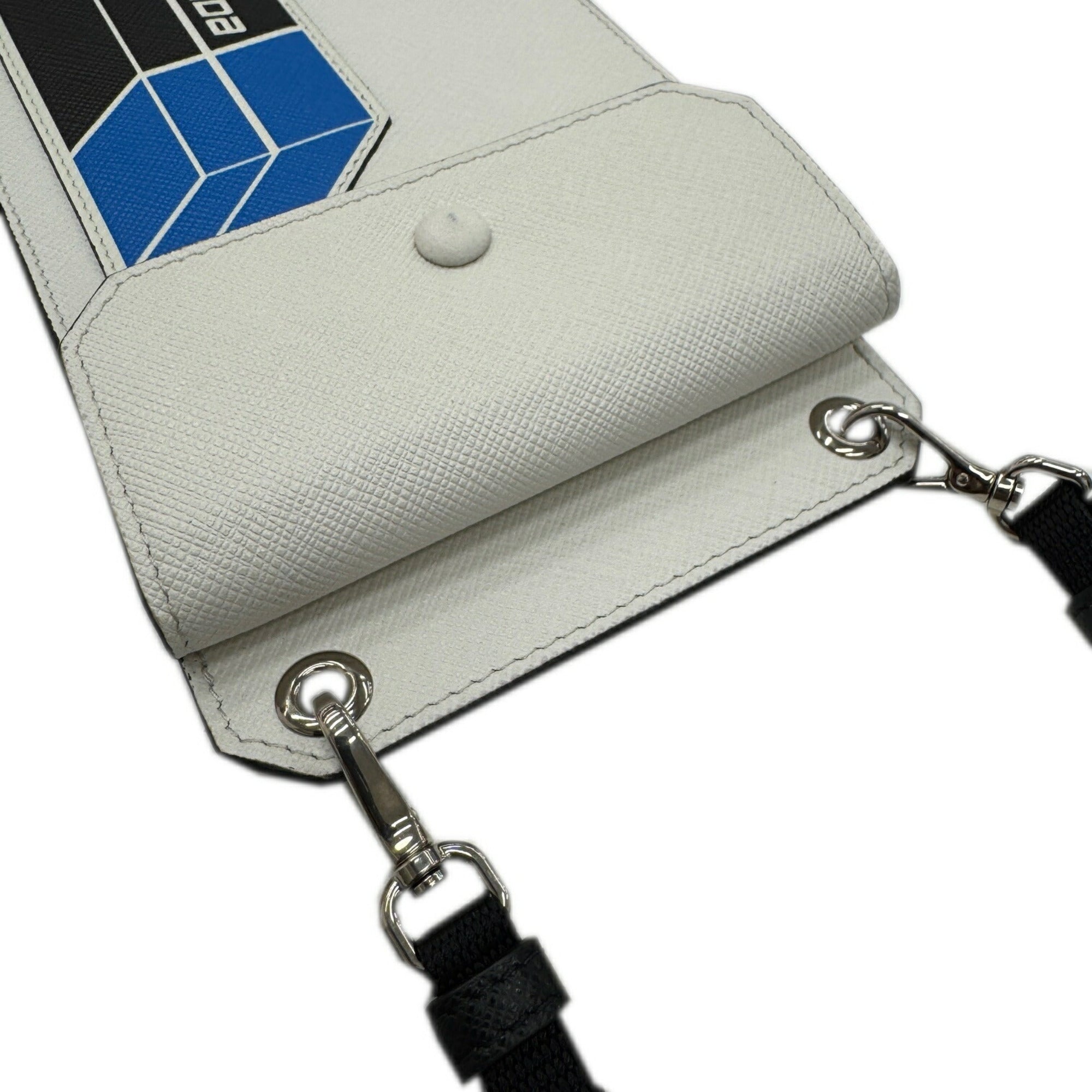 Prada Black Blue White Saffiano Pouch Shoulder Bag (Pre-Owned)