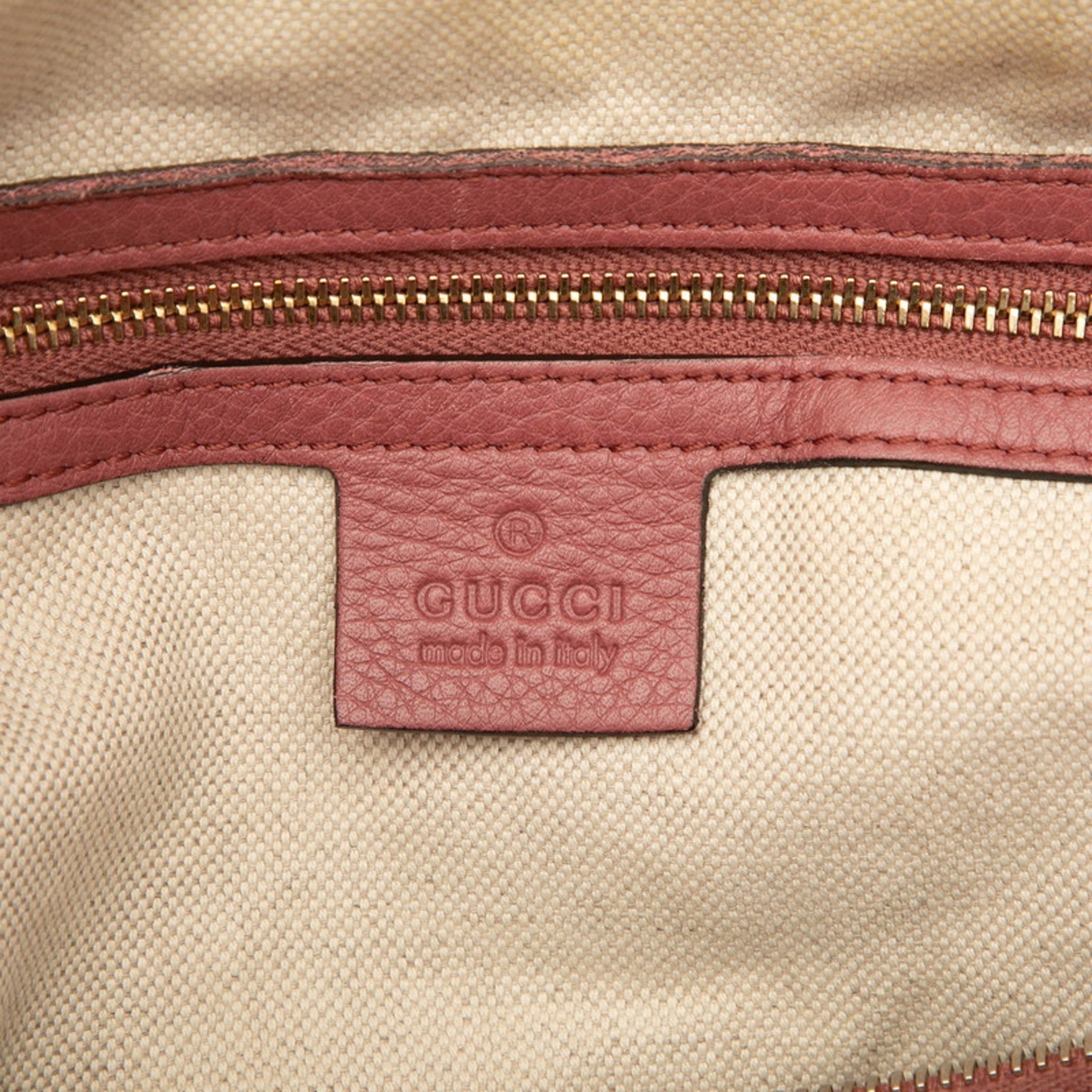Gucci Pink Canvas Leather Boston Bag Shoulder Bag (Pre-Owned)