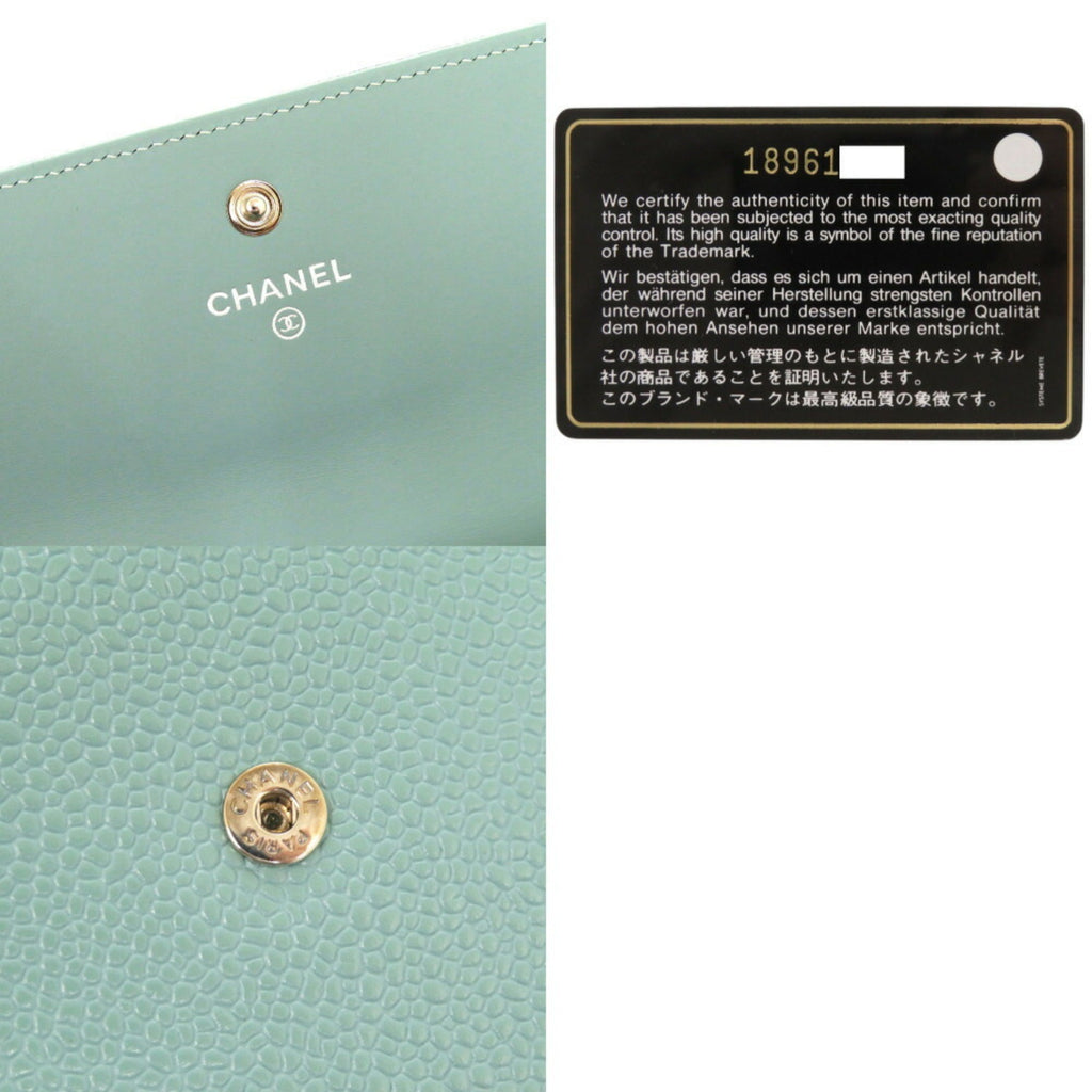 Chanel Green Grained Calfskin Long Wallet (Bi-Fold) (Pre-Owned)