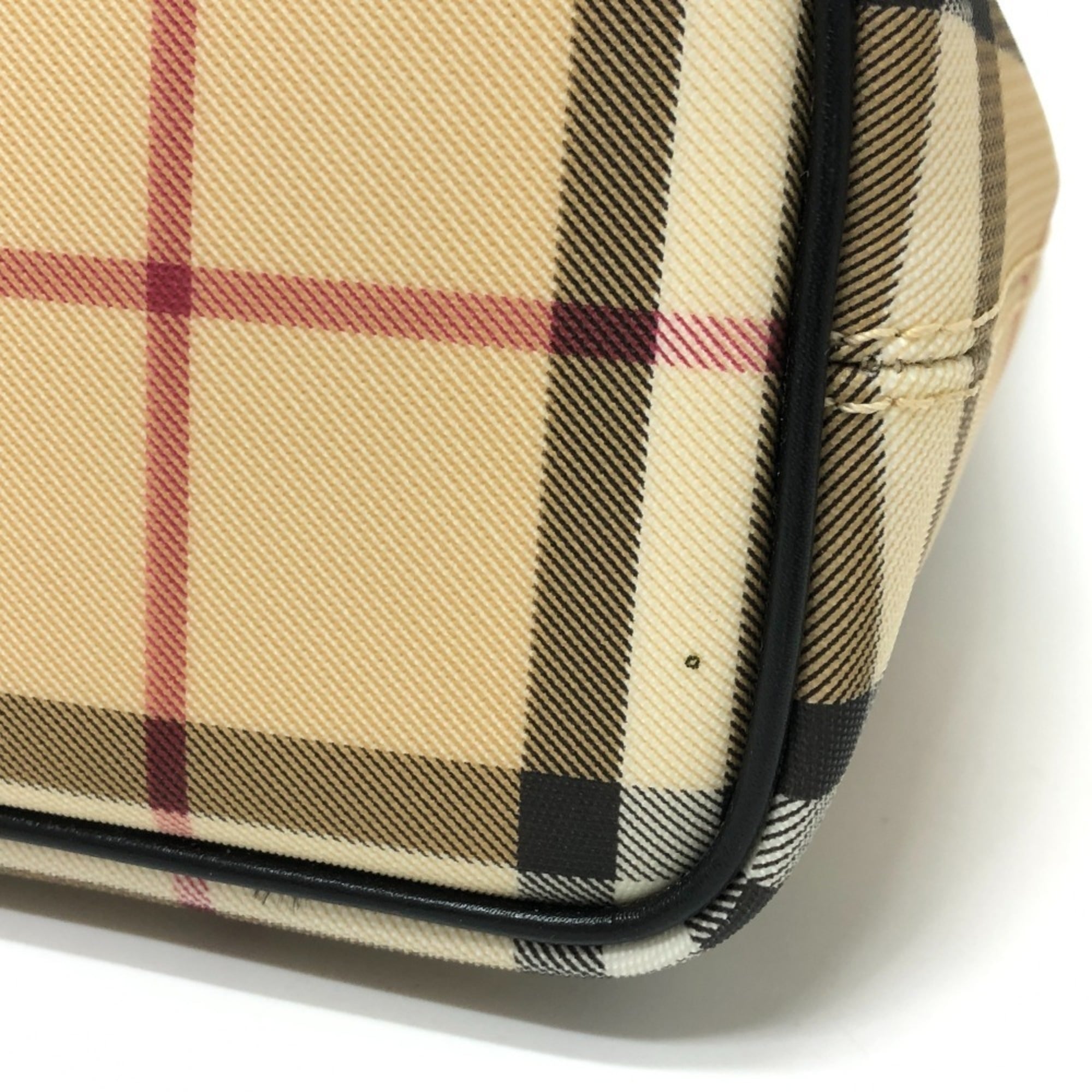 Burberry Beige Black Red Color Pvc Leather Handbag Tote Bag (Pre-Owned)