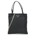 Prada Black Nylon Leather Handbag Shoulder Bag (Pre-Owned)