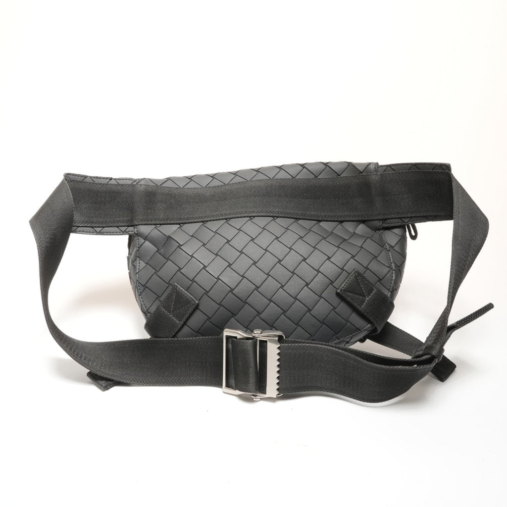 Bottega Veneta Intrecciato Black Rubber Shoulder Bag Sling Bag (Pre-Owned)