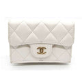 Chanel White Grained Calfskin Wallet (Tri-Fold) (Pre-Owned)