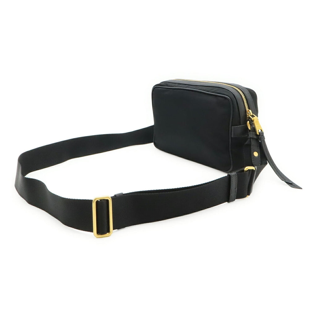Prada Black Nero Nylon Leather Clutch Bag Handbag Pochette Pouch Shoulder Bag (Pre-Owned)