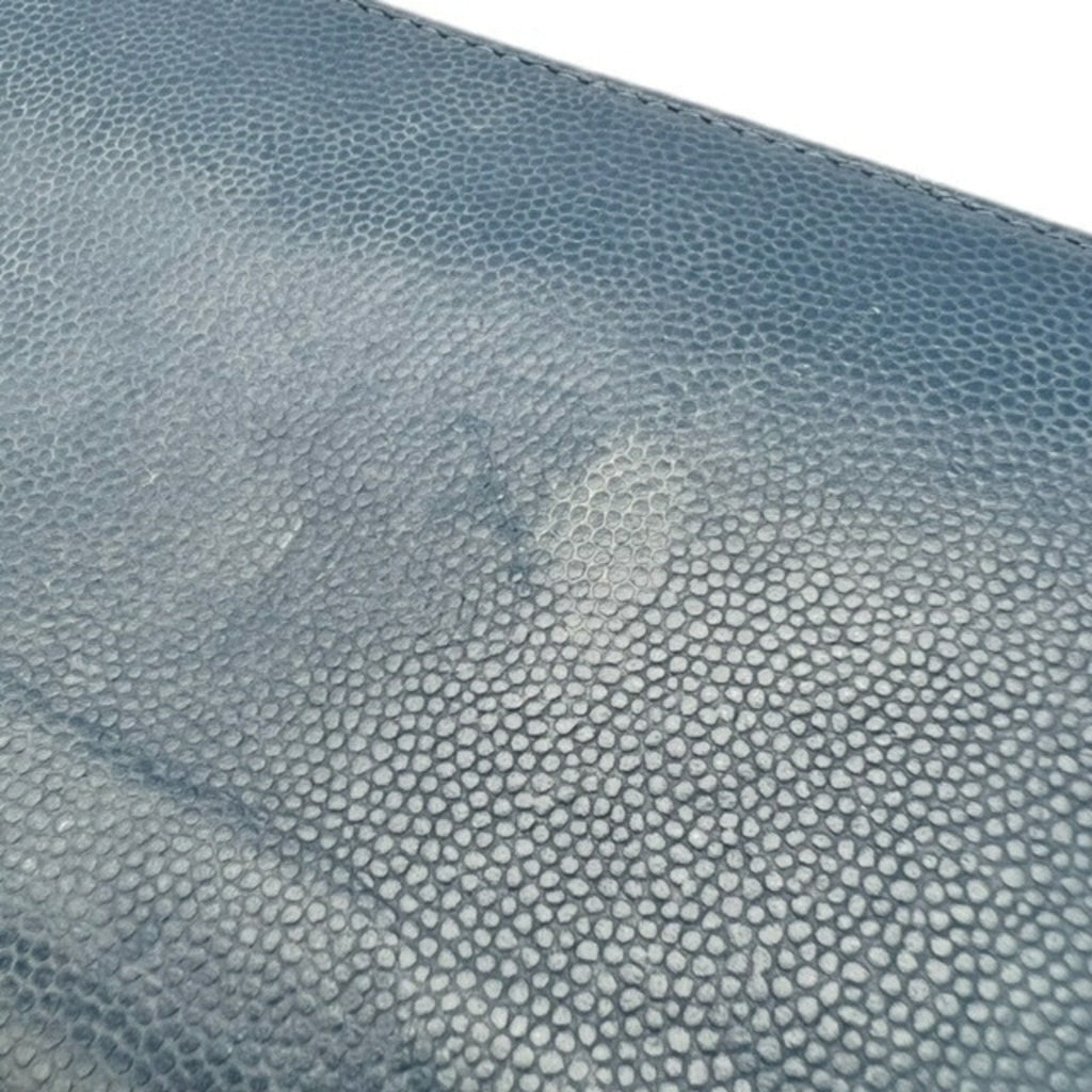 Chanel Blue Grained Calfskin Long Wallet (Bi-Fold) (Pre-Owned)