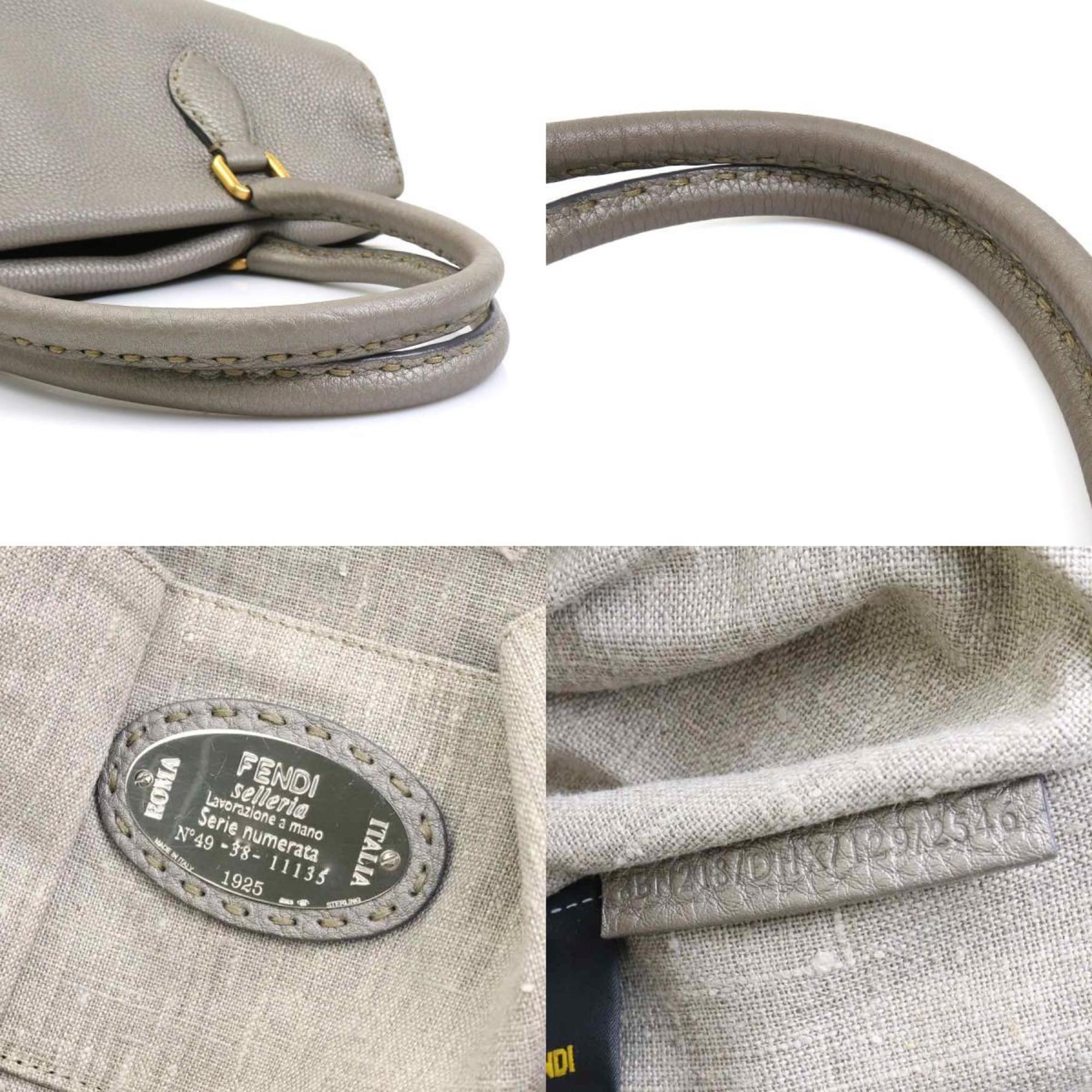 Fendi Gray Leather Handbag (Pre-Owned)