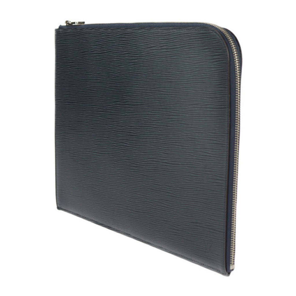 Louis Vuitton Navy Blue Leather Clutch Bag Handbag Pochette Pouch (Pre-Owned)