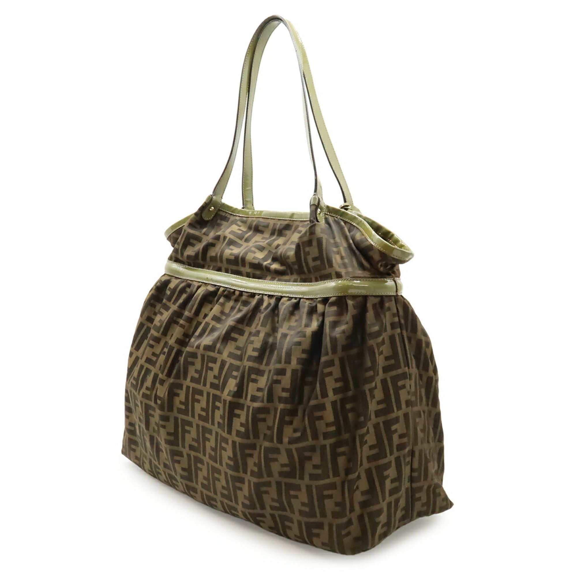 Fendi Brown Dark Brown Khaki Khaki Brown Zucca Nylon Canvas Shoulder Bag Tote Bag (Pre-Owned)
