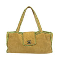 Chanel Mouton Brown Green Leather Handbag (Pre-Owned)