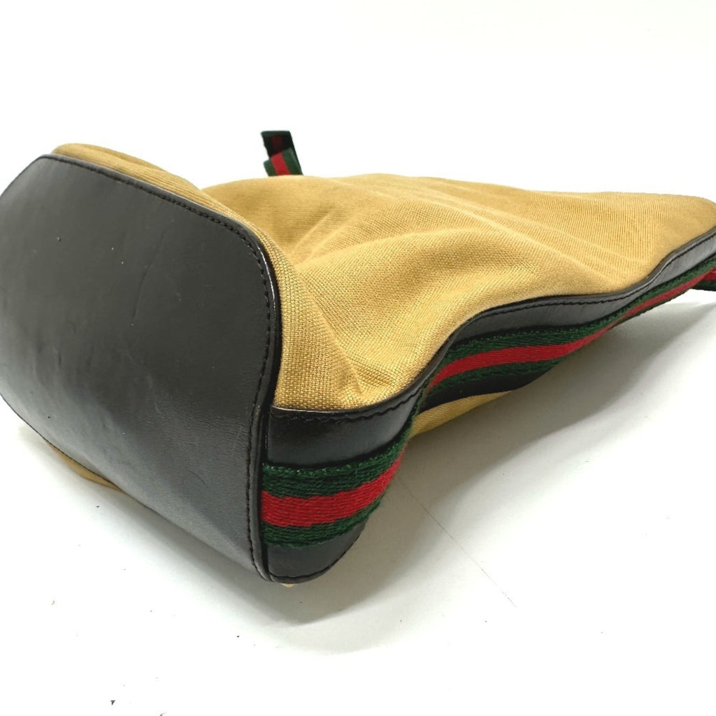 Gucci Beige Leather Canvas Shoulder Bag (Pre-Owned)