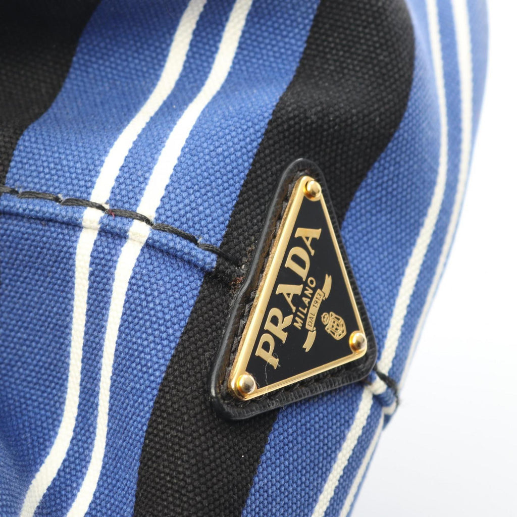 Prada Black Blue White Canvas Tote Bag (Pre-Owned)