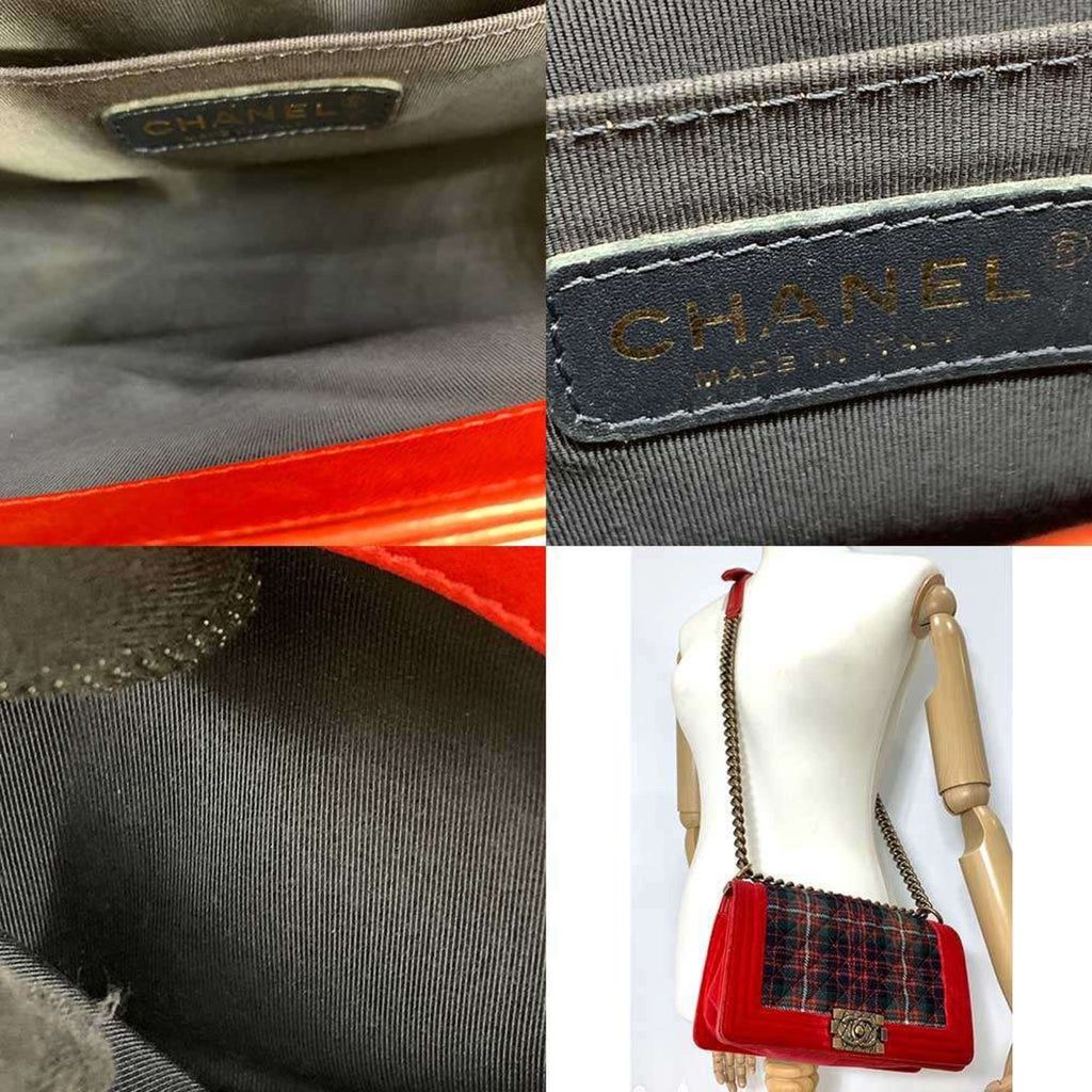 Chanel Green Red Color Canvas Shoulder Bag (Pre-Owned)