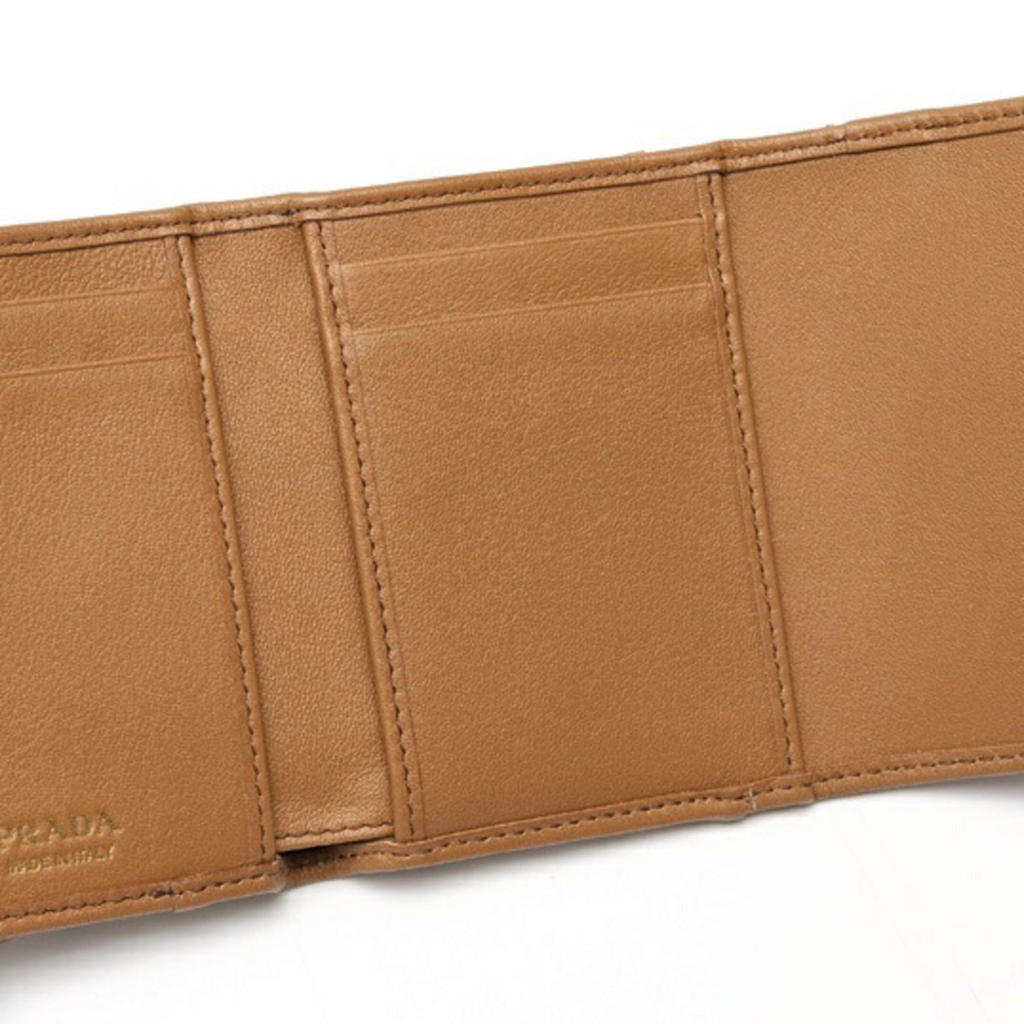 Prada Brown Leather Wallet (Tri-Fold) (Pre-Owned)