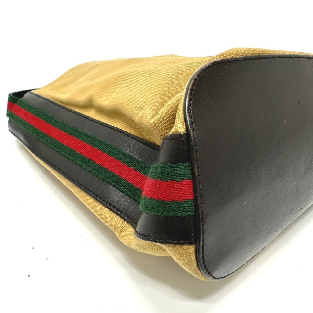 Gucci Beige Leather Canvas Shoulder Bag (Pre-Owned)