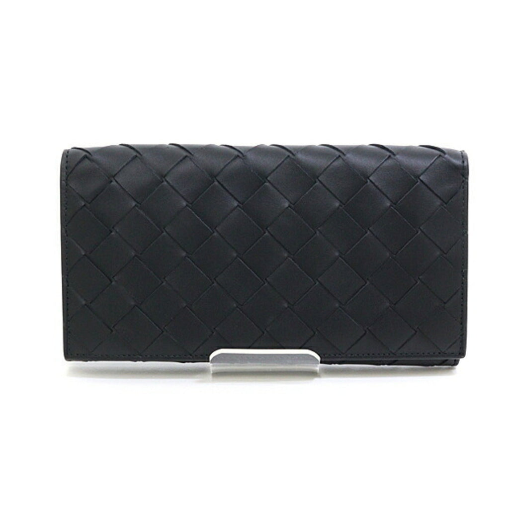 Bottega Veneta Black Green Leather Long Wallet (Bi-Fold) (Pre-Owned)
