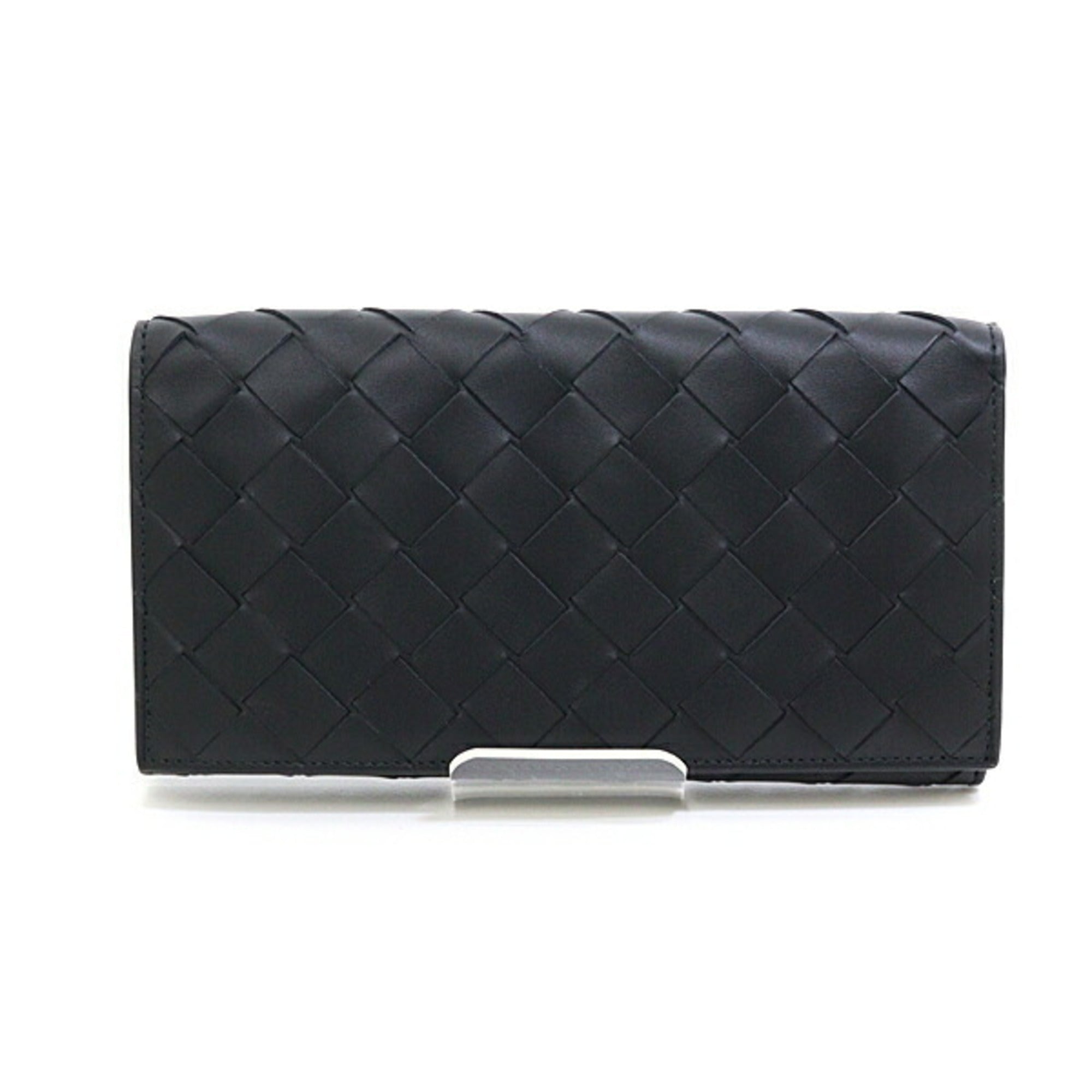 Bottega Veneta Black Green Leather Long Wallet (Bi-Fold) (Pre-Owned)