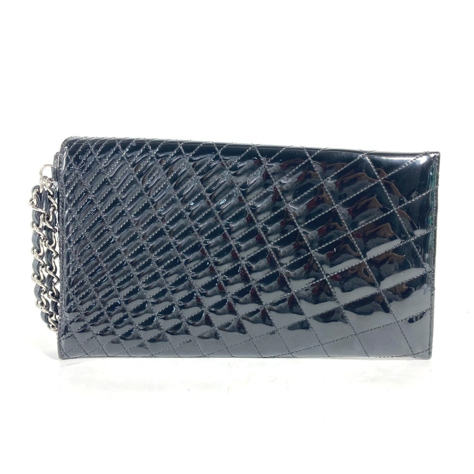 Chanel Black Patent Leather Clutch Bag Pouch (Pre-Owned)
