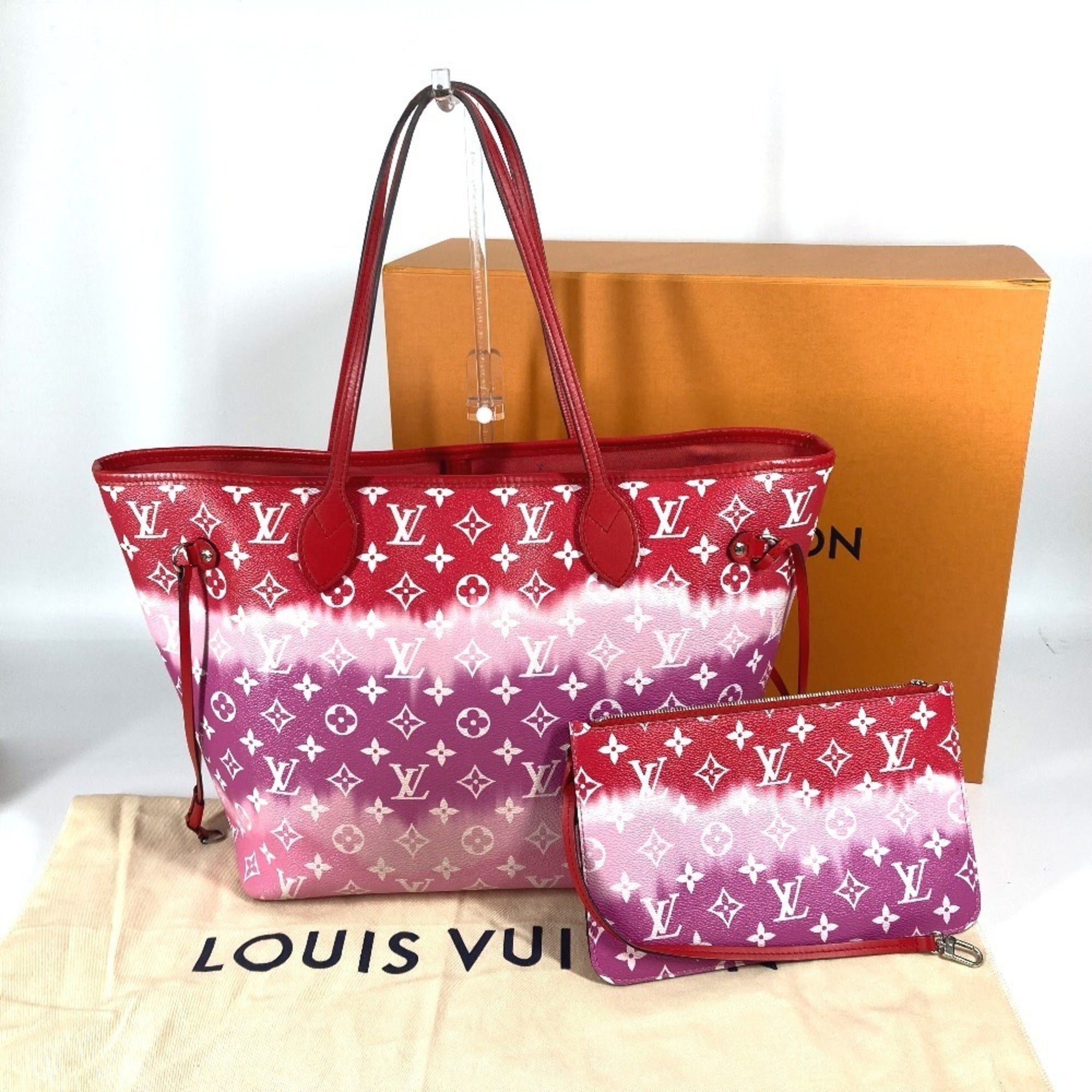 Louis Vuitton Pink Red Color Canvas Shoulder Bag Tote Bag (Pre-Owned)